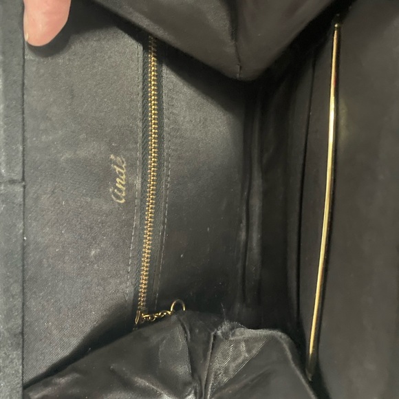 Vintage Ande’ Black Satin Evening Bag Fancy Clasp - Picture 3 of 6